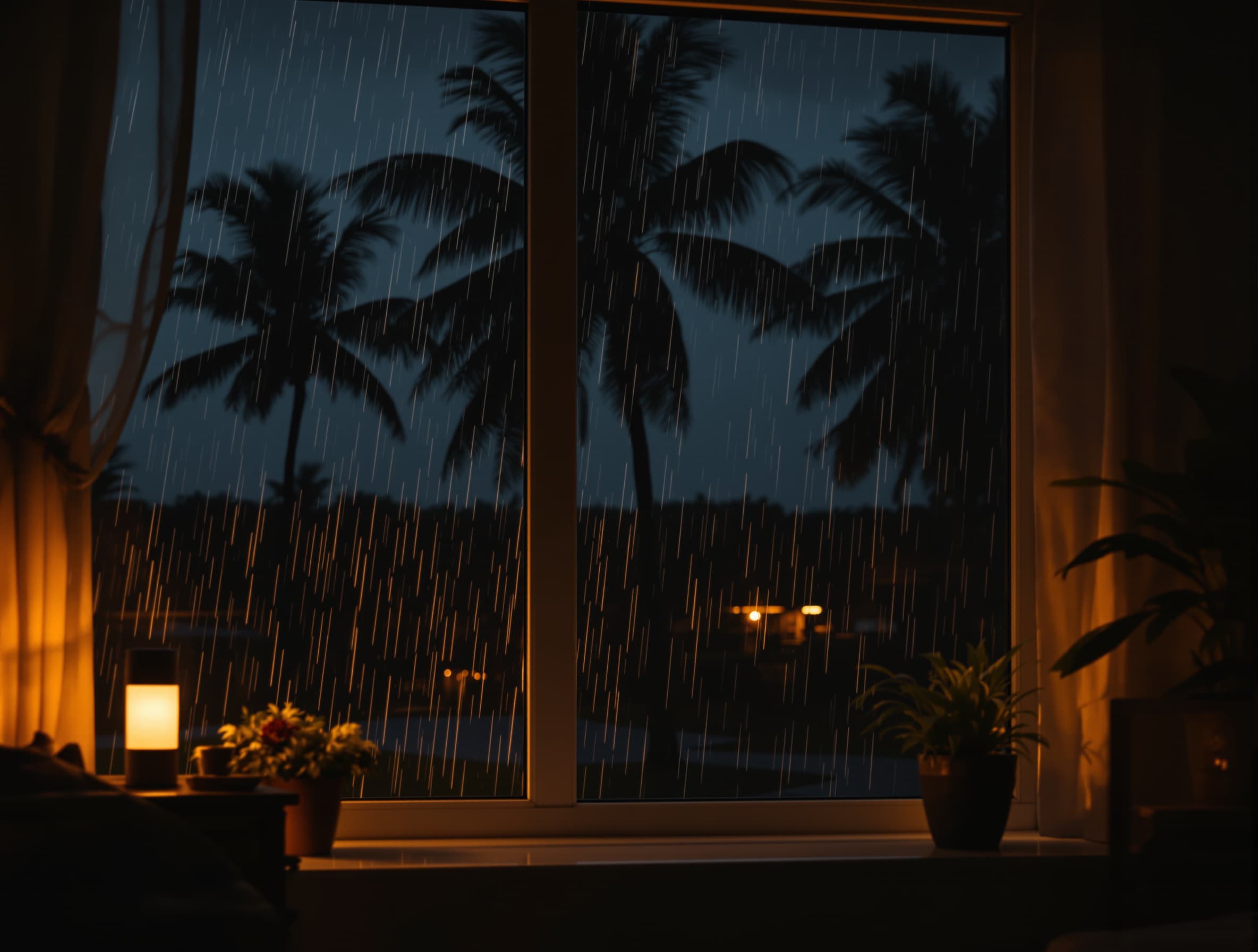 A tropical storm makes landfall at 2 AM.